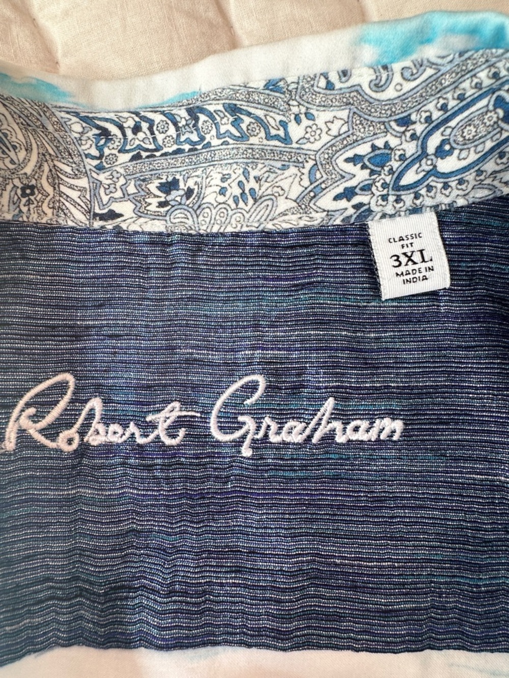 Light Blue Cloud-Print Short Sleeve Men’s Shirt - Picture 3 of 3